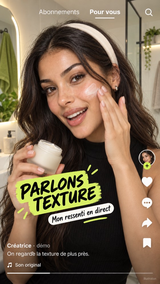 Créatrice beauté adulte en démonstration dans une mise en scène sociale